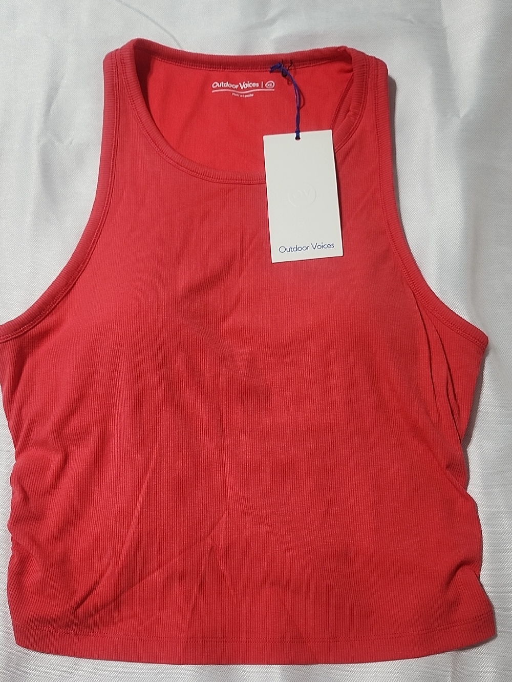 Outdoor Voices Women's Coral-Red Ribbed Tank